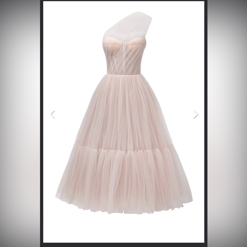 Milla Misty Rose One-Shoulder Cocktail Tulle Dress midi MillaNova